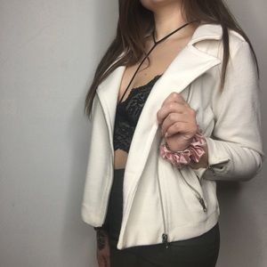 H&M white motorcycle jacket ♡